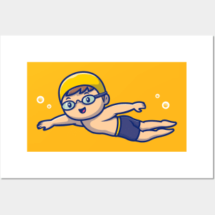 Cute People Swimming Posters and Art